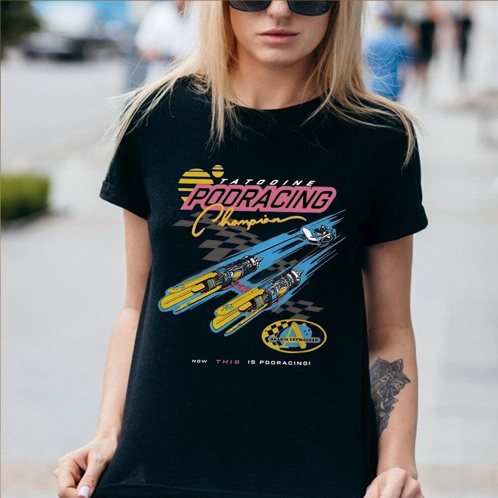 Retro Tatooine Podracing Champion Shirts Cotton Fit Comfortable Top Tshirt